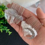 Aura Quartz Clip Crystal Moon Glue Comb Hair Accessories