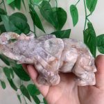 Pink Amethyst Flower Agate Elephant Animal Carving