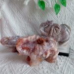 Pink Amethyst Flower Agate Elephant Animal Carving