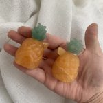 Pineapple House Orange Calcite Green Aventurine Carving