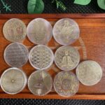 Selenite Chakra Plate Round Disc Crystal Slab Tree of Life Eye Palm