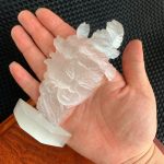 Selenite Masked Girl Carving Self-Standing
