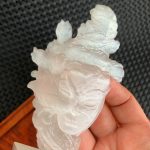 Selenite Masked Girl Carving Self-Standing