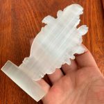 Selenite Masked Girl Carving Self-Standing