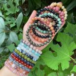 8mm Crystal Stones Bracelet Mutil Material Round Beads Bracelets