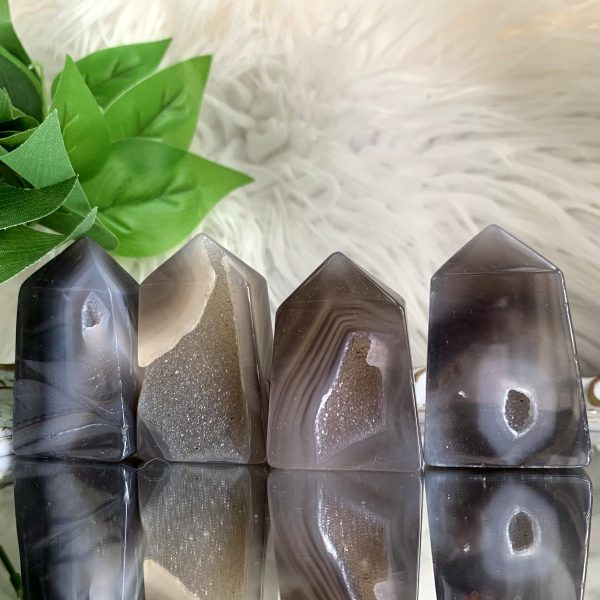 Small Druzy Agate Geode Tower Crystal Point Tower