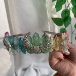 Aura Quartz Tiara Aura Coated Crystal Headpiece With Dragonfly Moon
