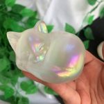 Selenite Sleeping Cat Animal Carving Different Sizes