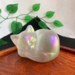 Selenite Sleeping Cat Animal Carving Different Sizes