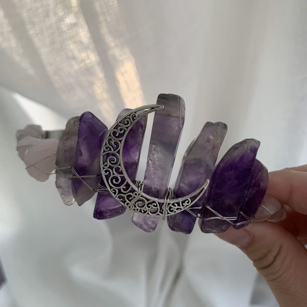 Amethyst Rose Quartz Tiara Natural Crystal Headpiece