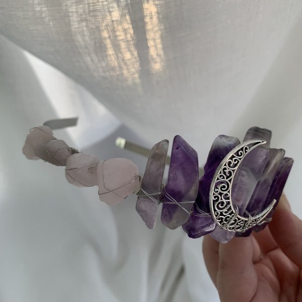 Amethyst Rose Quartz Tiara Natural Crystal Headpiece