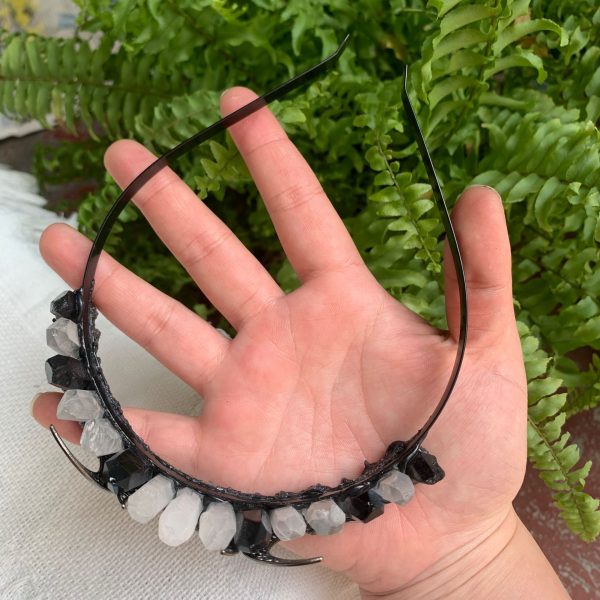 Three Moons Crystal Crown Quartz Headpiece Crystal Tiara