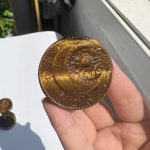 Crystal Moon Sun Carving Tiger Eye Stone Round Slab