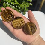 Crystal Moon Sun Carving Tiger Eye Stone Round Slab