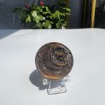 Crystal Moon Sun Carving Tiger Eye Stone Round Slab