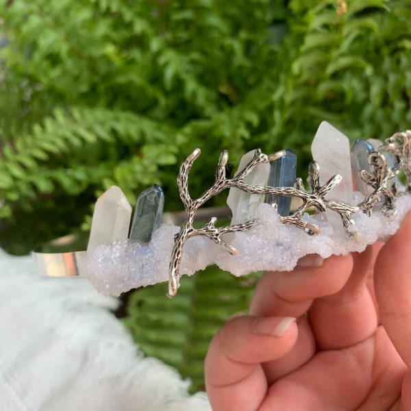 Crystal Point Crown Crystal Branch Tiara Pink Blue Headpiece