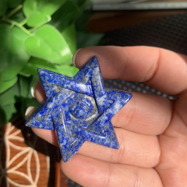 Crystal Eye in Six Point Star Carving Evil Eye Star of David