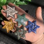 Crystal Eye in Six Point Star Carving Evil Eye Star of David