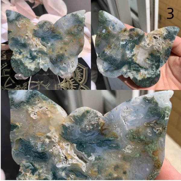 Moss Agate Butterfly Crystal Buttrfly Free Stand