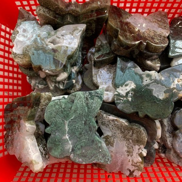 Moss Agate Butterfly Crystal Buttrfly Free Stand