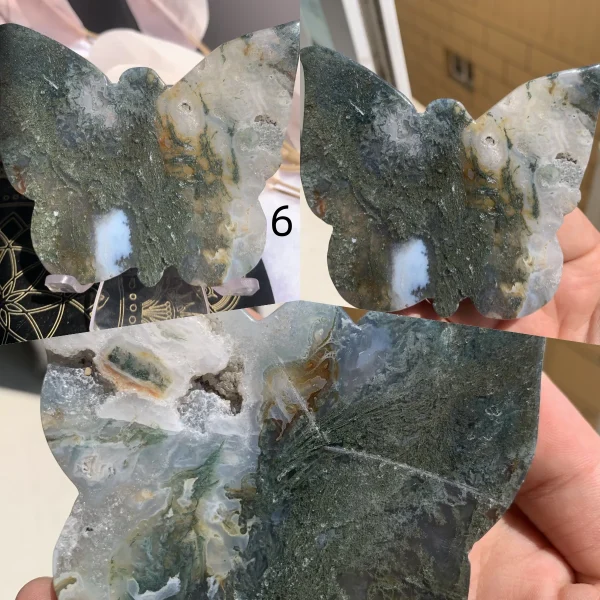 Moss Agate Butterfly Crystal Buttrfly Free Stand