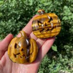 Crystal Pumpkin Slice Carving Silver Obsidian Gold Obsidian Tiger Eye Stone