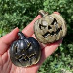 Crystal Pumpkin Slice Carving Silver Obsidian Gold Obsidian Tiger Eye Stone