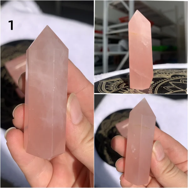Dark Rose Quartz Point Tower Juicy Healing Crystal Tower