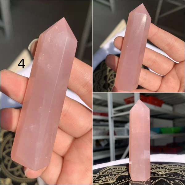 Dark Rose Quartz Point Tower Juicy Healing Crystal Tower