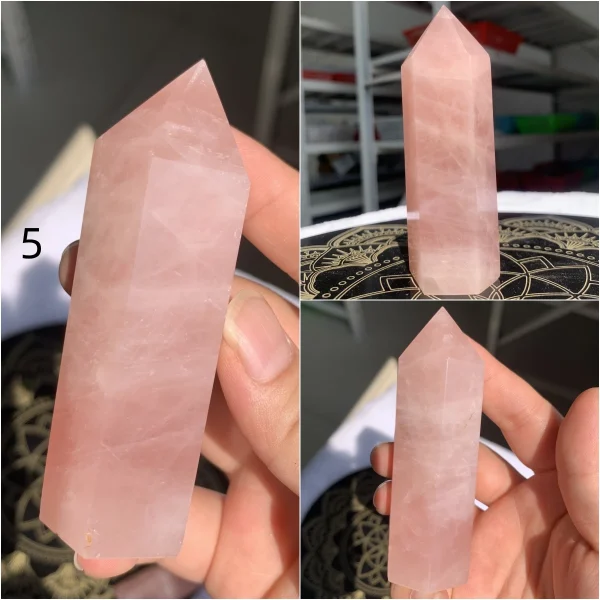 Dark Rose Quartz Point Tower Juicy Healing Crystal Tower