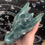 Green Fluorite Dragon Head Carving Big Crystal Dragon Skull