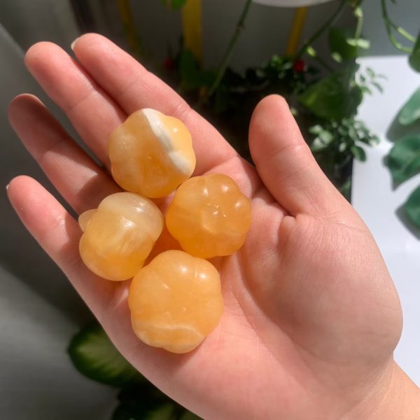 Mini Orange Calcite Pumpkin Halloween Gift Carving