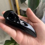 Obsidian Raven Skull Crystal Crow Skull Carving 3.8inch