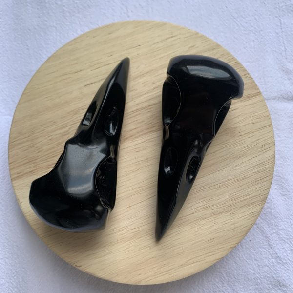 Obsidian Raven Skull Crystal Crow Skull Carving 3.8inch