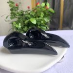 Obsidian Raven Skull Crystal Crow Skull Carving 3.8inch