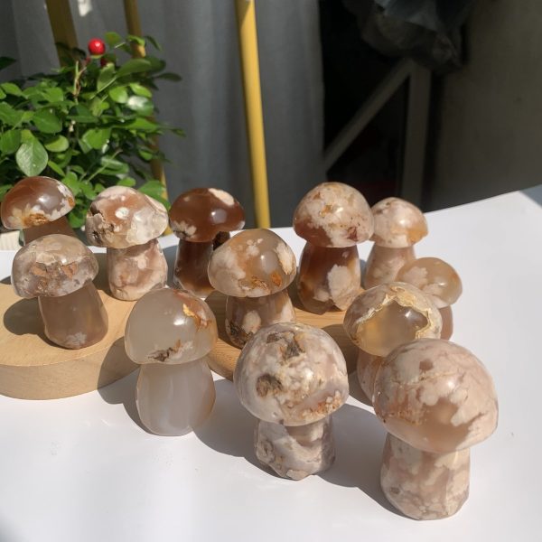 Flower Agate Mushroom Carving