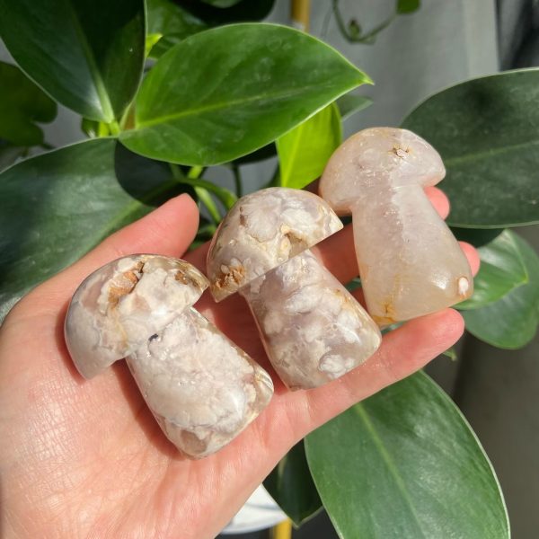 Flower Agate Mushroom Carving
