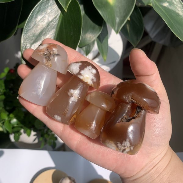 Flower Agate Mushroom Carving