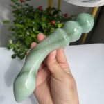 Green Aventurine Yoni Wand Beaded End Curved Pleasure Wand