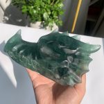 Green Fluorite Dragon Head Carving Big Crystal Dragon Head 15cm