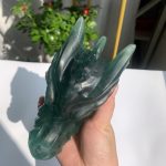 Green Fluorite Dragon Head Carving Big Crystal Dragon Head 15cm