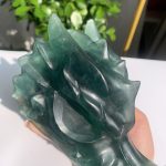 Green Fluorite Dragon Head Carving Big Crystal Dragon Head 15cm