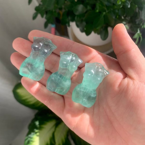 Mini Fluorite Body 1.5inch Crystal Female Body Green Fluorite Model Yellow Fluorite Goddess