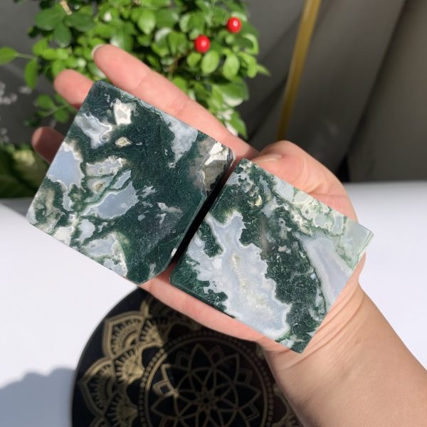 Moss Agate Magic Cube Crystal Cube Carving