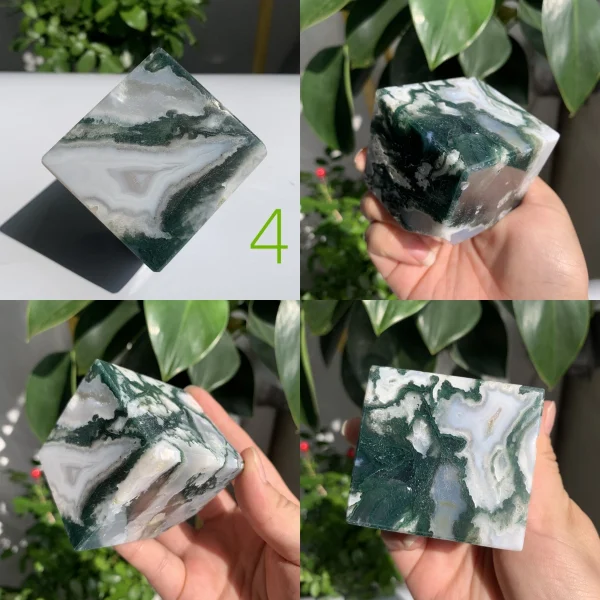 Moss Agate Magic Cube Crystal Cube Carving