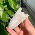 Crystal Dragon Head White Jade Red Sesame Stone 2.3inch Cheap Dragon Carving