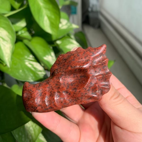 Crystal Dragon Head White Jade Red Sesame Stone 2.3inch Cheap Dragon Carving