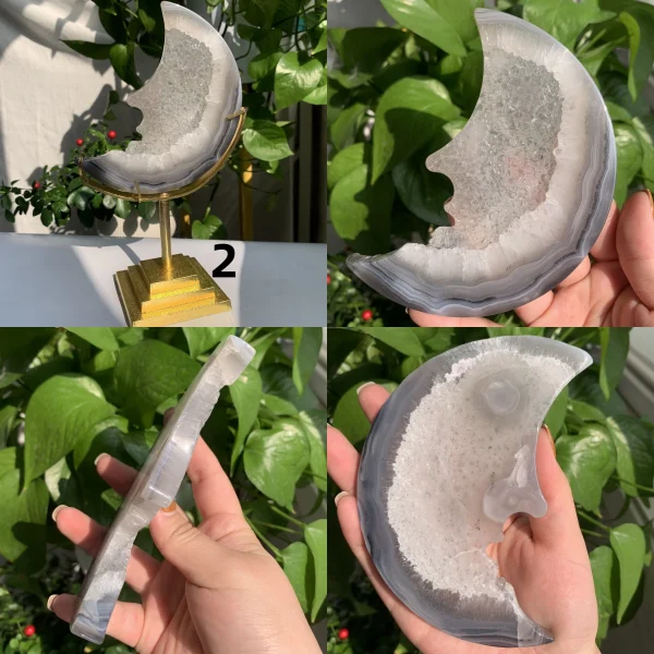 Druzy Agate Moon Agate Geode Moon On Stand Free Shelf
