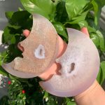 Druzy Agate Moon Agate Geode Moon On Stand Free Shelf