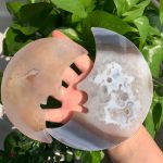 Druzy Agate Moon Agate Geode Moon On Stand Free Shelf